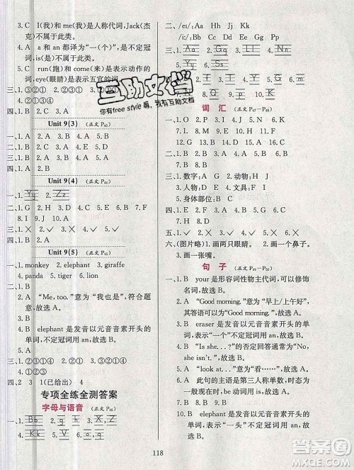 陕西人民教育出版社2019年小学教材全练三年级英语上册教科版EEC三起答案