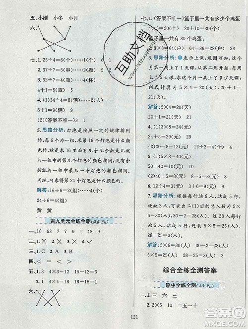 陕西人民教育出版社2019年小学教材全练二年级数学上册青岛版五四制答案 陕西人民教育出版社2019年小学教材全练二年级数学上册青岛版五四制答案