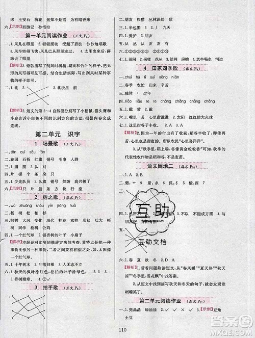 陕西人民教育出版社2019年小学教材全练二年级语文上册人教版答案 陕西人民教育出版社2019年小学教材全练二年级语文上册人教版答案