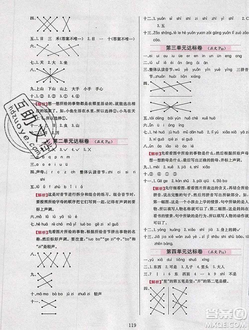陕西人民教育出版社2019年小学教材全练一年级语文上册人教版答案 陕西人民教育出版社2019年小学教材全练一年级语文上册人教版答案