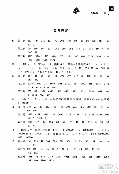 2019年一线名师口算应用题天天练一本全四年级上册参考答案