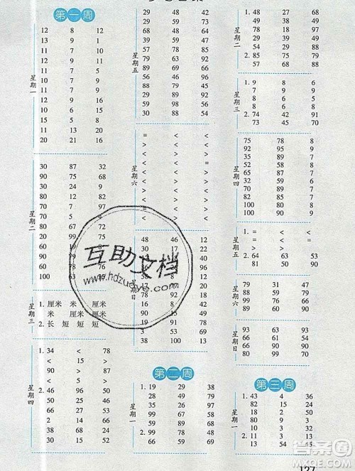 2019年秋经纶学典口算达人二年级数学上册人教版答案