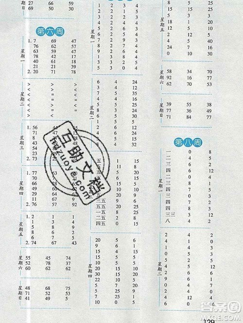 2019年秋经纶学典口算达人二年级数学上册人教版答案