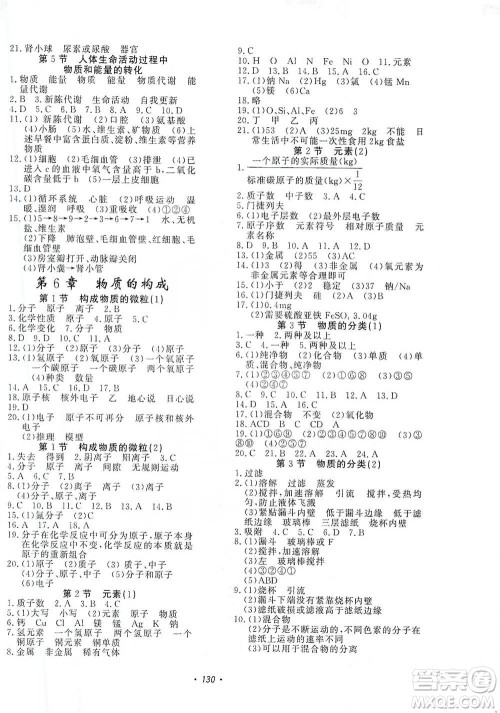 花山小状元2019学科能力达标初中生100全优卷科学八年级上册华东师大版HDSD答案 花山小状元2019学科能力达标初中生100全优卷科学八年级上册华东师大版HDSD答案