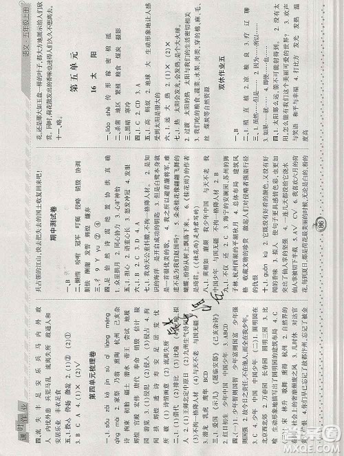 2019年秋人教版经纶学典课时作业五年级语文上册答案 2019年秋人教版经纶学典课时作业五年级语文上册答案