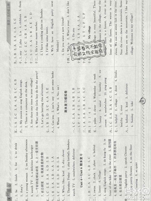 2019年秋人教版经纶学典课时作业五年级英语上册答案