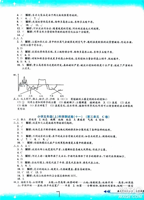 孟建平系列丛书2019年小学单元测试科学五年级上册J教科版参考答案