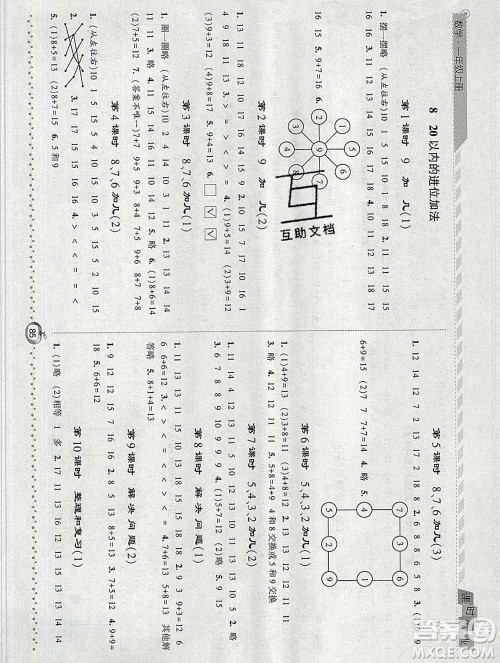 2019年秋人教版经纶学典课时作业一年级数学上册答案 2019年秋人教版经纶学典课时作业一年级数学上册答案