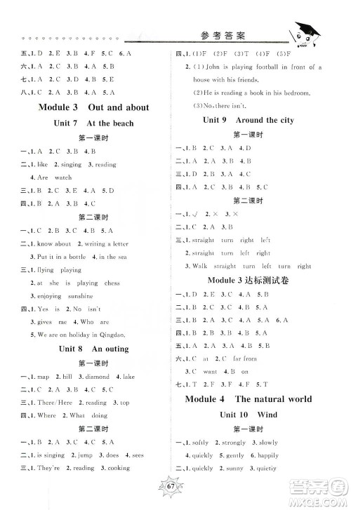 沈阳出版社2019智多星互动课堂五年级英语上册SJNJ版答案