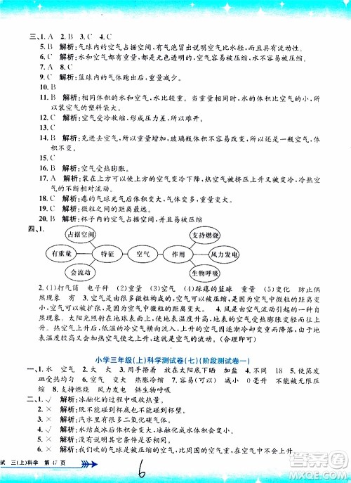 孟建平系列丛书2019年小学单元测试科学三年级上册J教科版参考答案