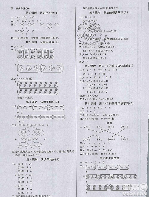 沈阳出版社2019秋优秀三好生二年级数学上册苏教版B版答案