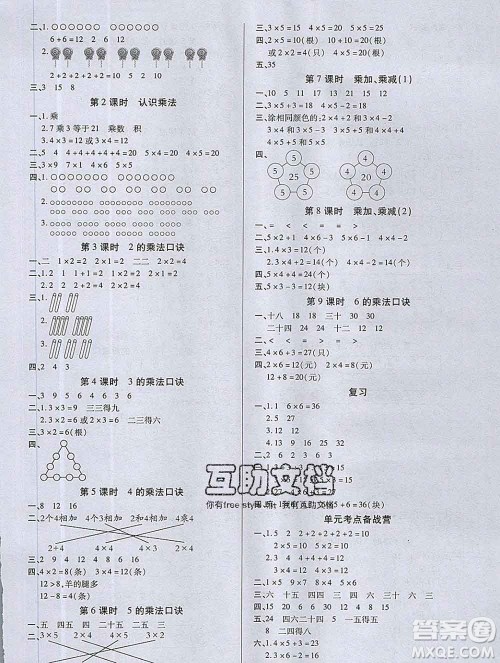 沈阳出版社2019秋优秀三好生二年级数学上册苏教版B版答案