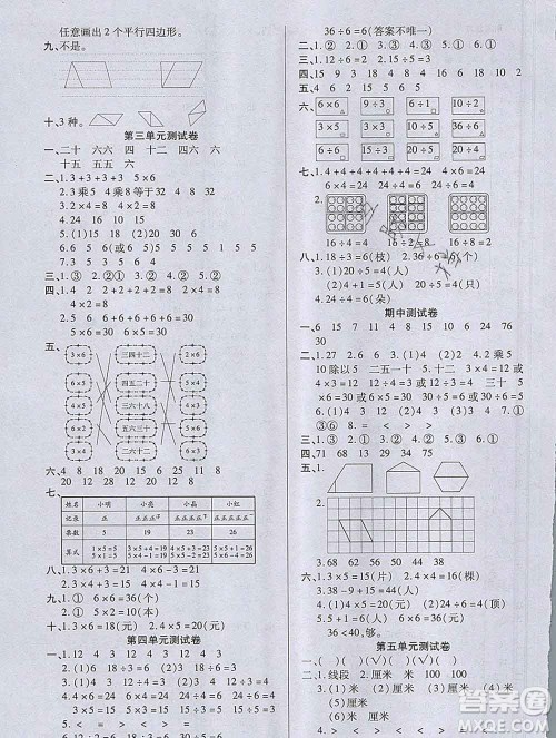 沈阳出版社2019秋优秀三好生二年级数学上册苏教版B版答案