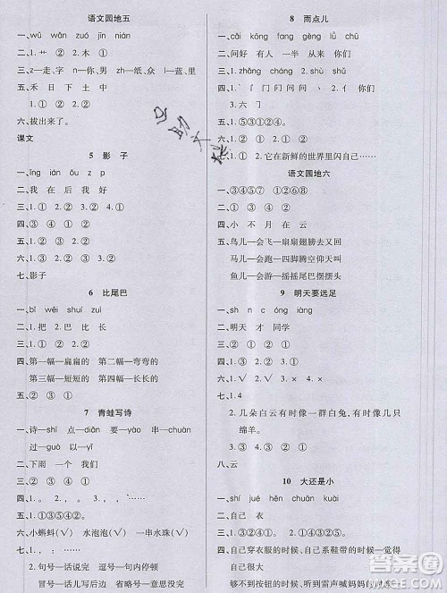 沈阳出版社2019秋优秀三好生一年级语文上册人教版答案 沈阳出版社2019秋优秀三好生一年级语文上册人教版答案