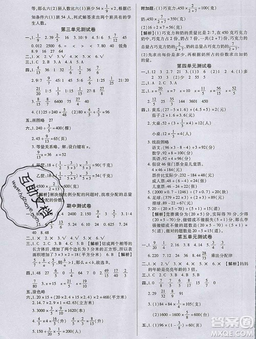 2019秋新版培优红领巾乐园苏教版B版六年级数学上册答案