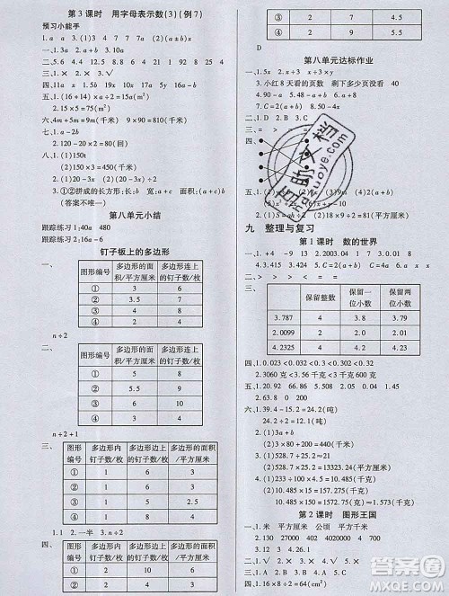 2019秋新版培优红领巾乐园苏教版B版五年级数学上册答案