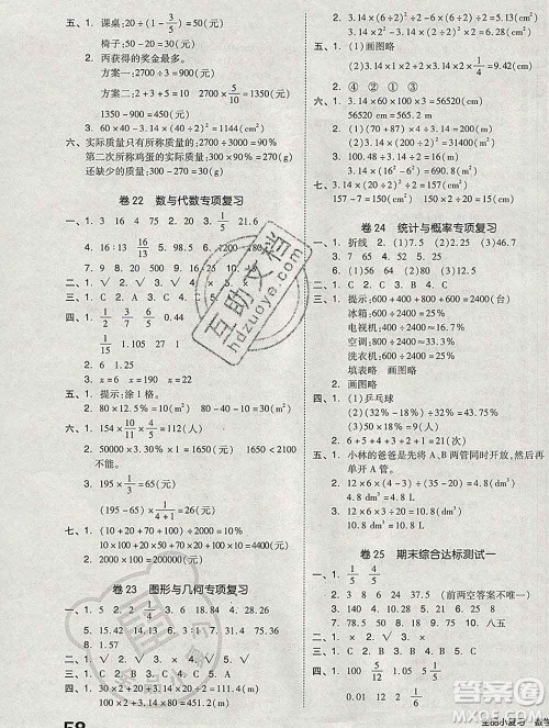 全品小复习小学数学六年级上册北师版2019秋新版答案 全品小复习小学数学六年级上册北师版2019秋新版答案