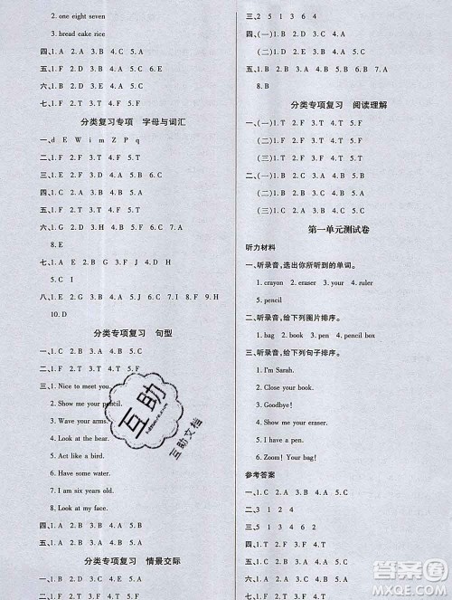 2019秋新版培优红领巾乐园人教版三年级英语上册答案 2019秋新版培优红领巾乐园人教版三年级英语上册答案