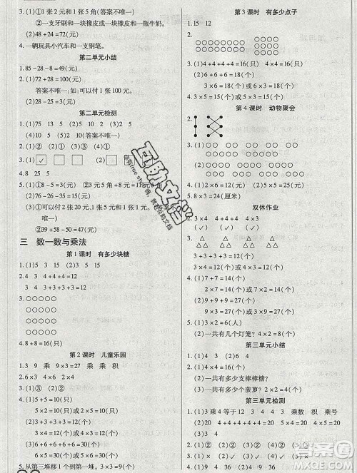 2019秋新版培优红领巾乐园北师版B版二年级数学上册答案 2019秋新版培优红领巾乐园北师版B版二年级数学上册答案