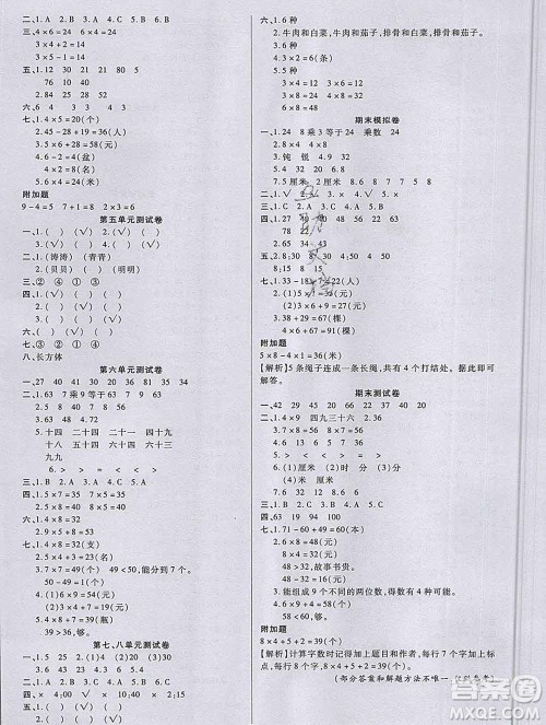 2019秋新版培优红领巾乐园人教版A版二年级数学上册答案