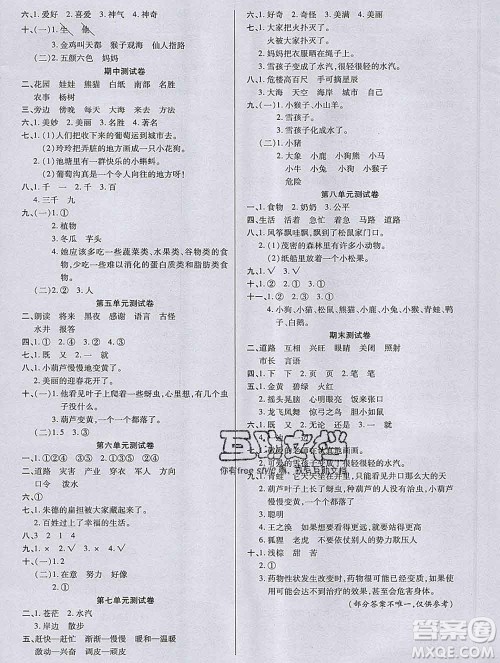 2019秋新版培优红领巾乐园人教版二年级语文上册答案 2019秋新版培优红领巾乐园人教版二年级语文上册答案