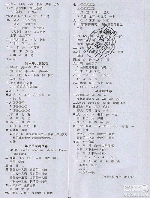 2019秋新版培优红领巾乐园人教版一年级语文上册答案 2019秋新版培优红领巾乐园人教版一年级语文上册答案