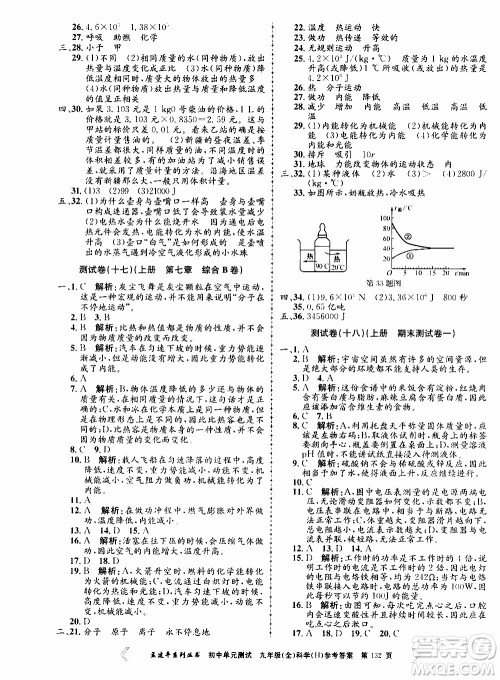 2019年孟建平系列丛书初中单元测试科学九年级全一册H沪教版参考答案