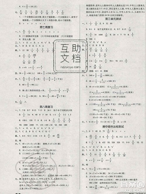 全品小复习小学数学六年级上册苏教版2019秋新版答案 全品小复习小学数学六年级上册苏教版2019秋新版答案