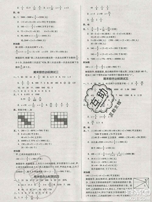 全品小复习小学数学六年级上册苏教版2019秋新版答案 全品小复习小学数学六年级上册苏教版2019秋新版答案
