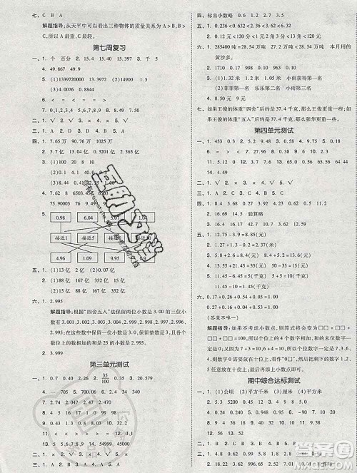 全品小复习小学数学五年级上册苏教版2019秋新版答案 全品小复习小学数学五年级上册苏教版2019秋新版答案