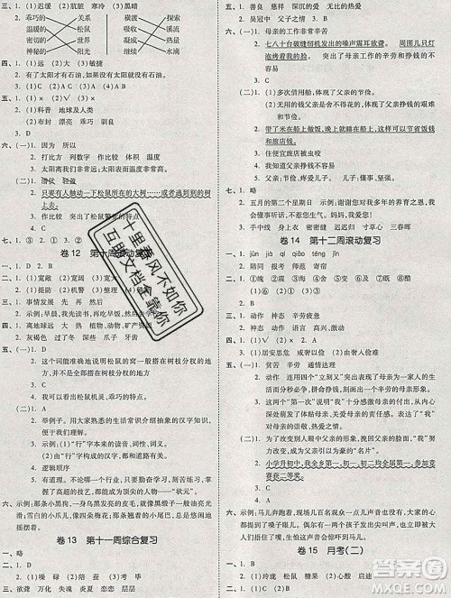 全品小复习小学语文五年级上册人教版2019秋新版答案 全品小复习小学语文五年级上册人教版2019秋新版答案