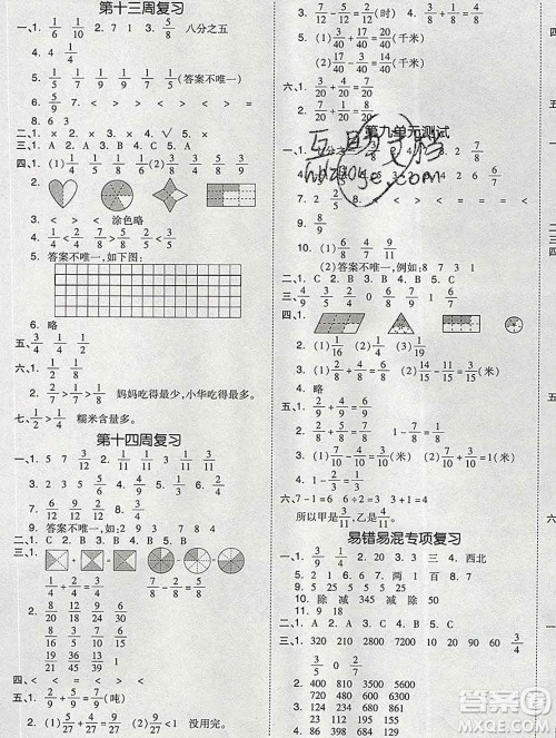 全品小复习小学数学三年级上册青岛版2019秋新版答案 全品小复习小学数学三年级上册青岛版2019秋新版答案