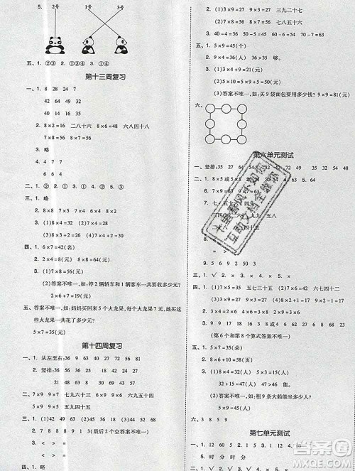 全品小复习小学数学二年级上册人教版2019秋新版答案 全品小复习小学数学二年级上册人教版2019秋新版答案