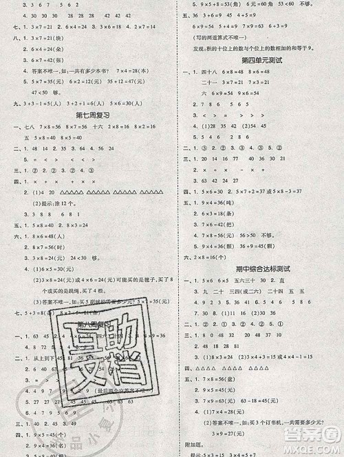 全品小复习小学数学二年级上册青岛版2019秋新版答案 全品小复习小学数学二年级上册青岛版2019秋新版答案