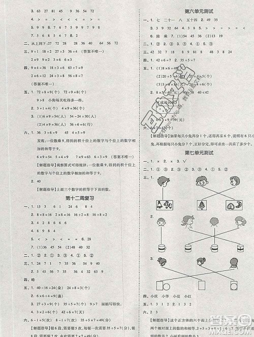 全品小复习小学数学二年级上册苏教版2019秋新版答案