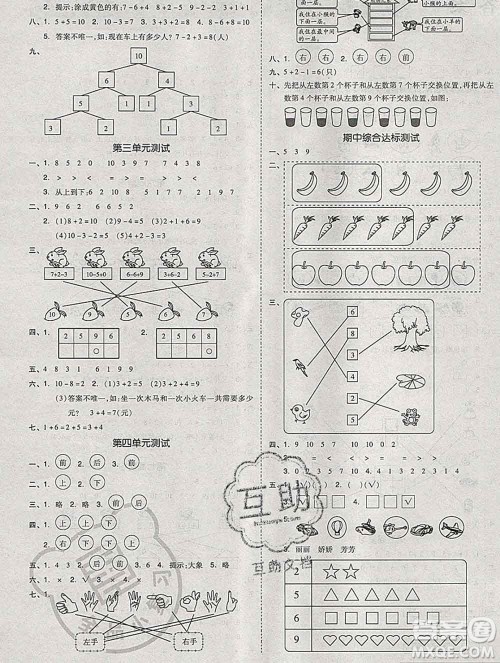 全品小复习小学数学一年级上册青岛版2019秋新版答案 全品小复习小学数学一年级上册青岛版2019秋新版答案