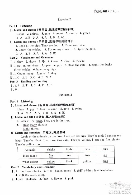 钟书金牌2019年上海作业三年级上英语N版牛津版参考答案