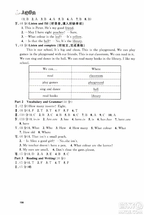 钟书金牌2019年上海作业三年级上英语N版牛津版参考答案