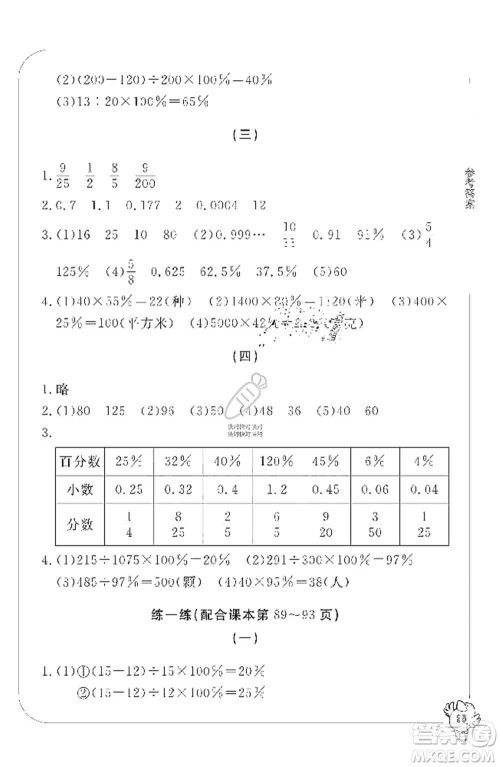 宁波出版社2019新课标学习方法指导丛书六年级数学上册人教版答案