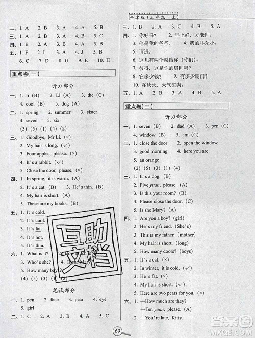 长春出版社2019秋新版15天巧夺100分三年级英语上册牛津版答案 长春出版社2019秋新版15天巧夺100分三年级英语上册牛津版答案
