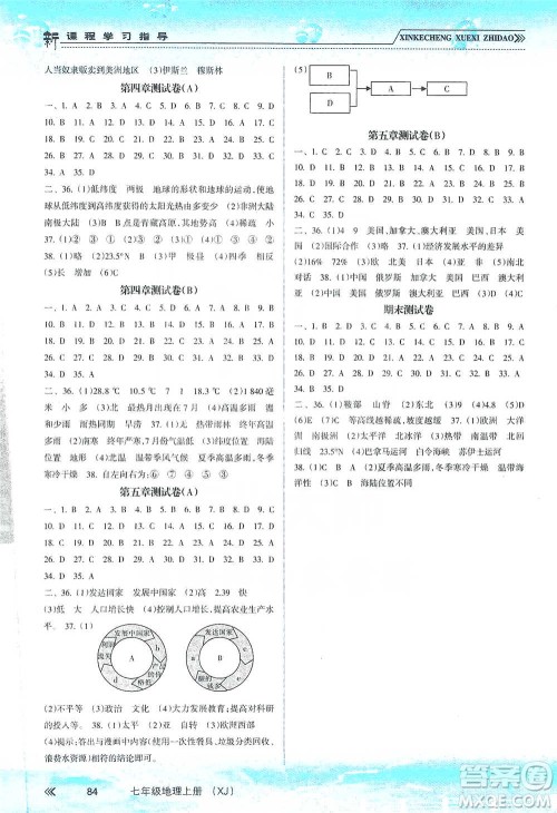 南方出版社2019新课程学习指导七年级地理上册湘教版答案 南方出版社2019新课程学习指导七年级地理上册湘教版答案