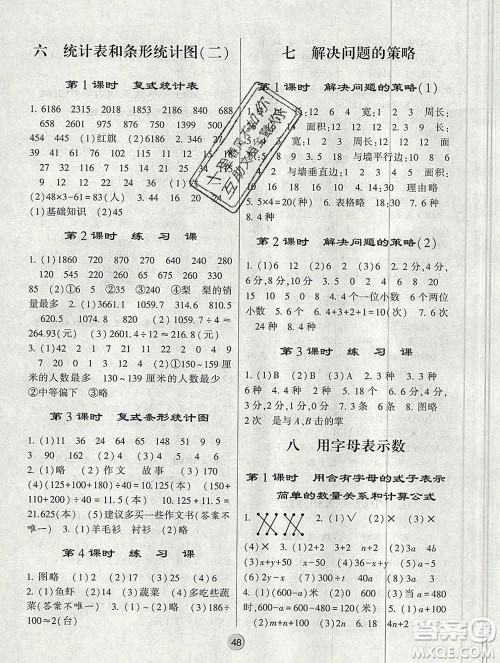 河海大学出版社2019新版经纶学典棒棒堂五年级数学上册江苏版答案