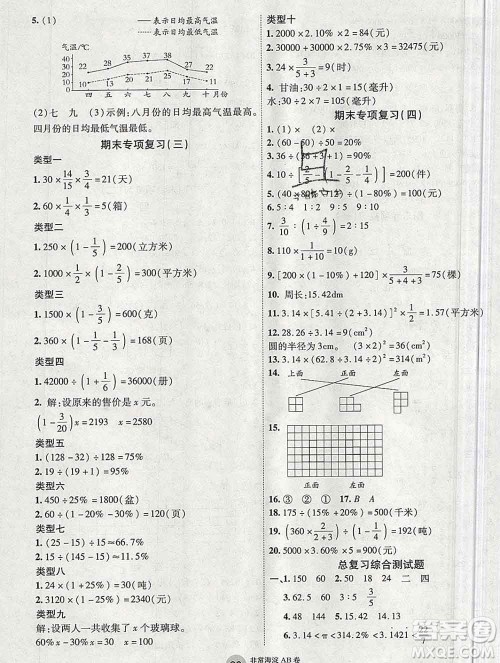 2019秋非常海淀单元测试AB卷六年级数学上册北师版答案