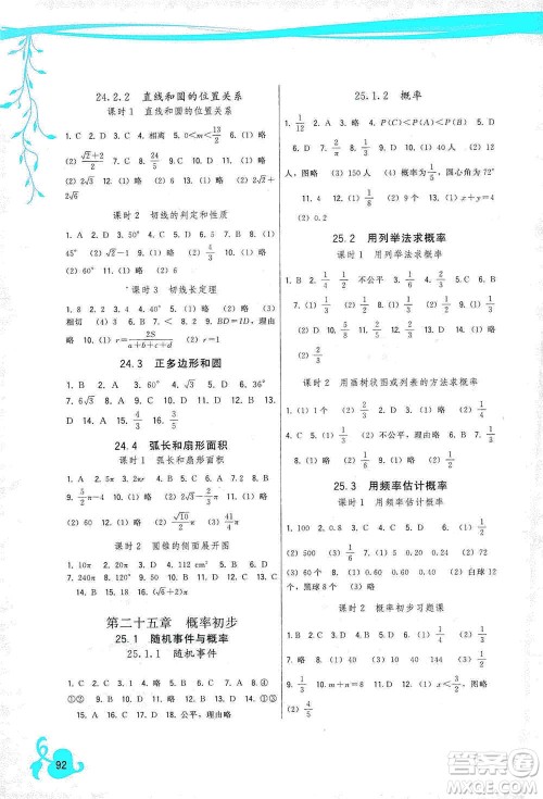 福建人民出版社2019顶尖课课练九年级数学上册人教版答案 福建人民出版社2019顶尖课课练九年级数学上册人教版答案