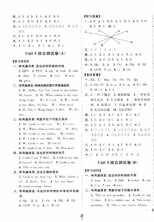 2019新版亮点给力大试卷三年级上册英语江苏国际版答案 2019新版亮点给力大试卷三年级上册英语江苏国际版答案