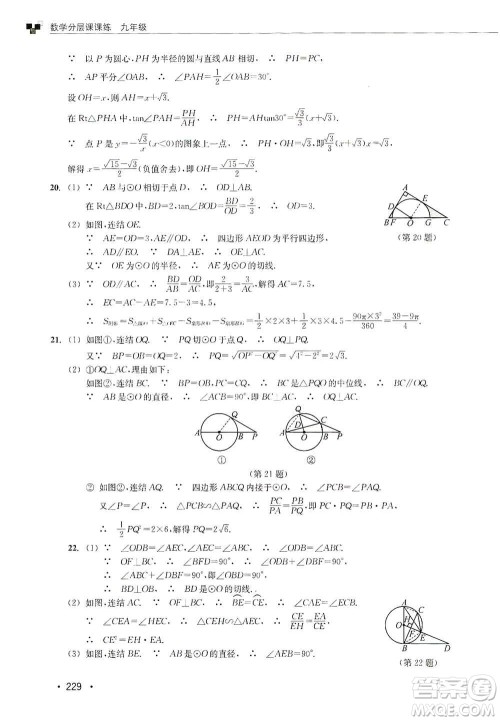 浙江教育出版社2019数学分层课课练九年级浙教版答案