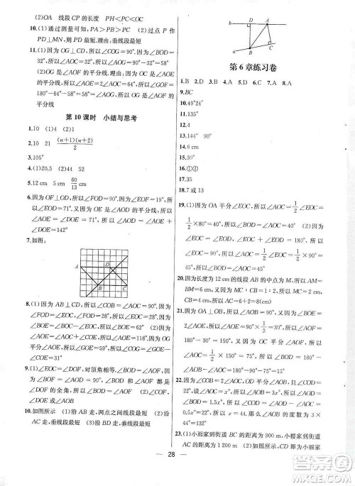 南京大学出版社2019金钥匙提优训练课课练七年级上册数学国标江苏版答案