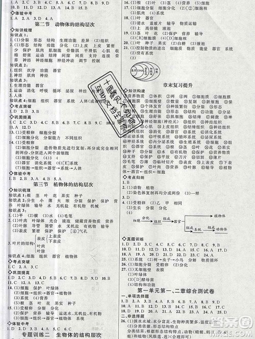 内蒙古少年儿童出版社2019秋五四制鲁科版细解巧练六年级生物上册答案 内蒙古少年儿童出版社2019秋五四制鲁科版细解巧练六年级生物上册答案