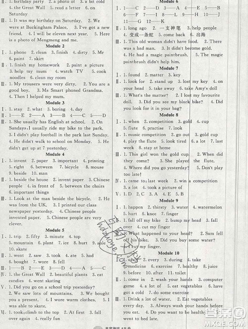 2019秋非常海淀单元测试AB卷四年级英语上册外研版一起答案