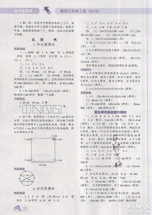 2019年尖子生题库数学三年级上册BS版北师版参考答案